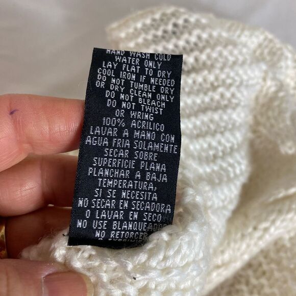 XOXO knit Ivory sweater poncho wrap with fringe loose knit cover up - Picture 4 of 5